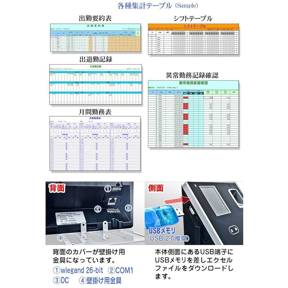 K2657 AF3 生体認証顔指紋認識ノータッチ非接触勤怠システムマシンデバイス Amazon.co.jp: 従業員向けの打刻機 オフィスタイムカードマシン